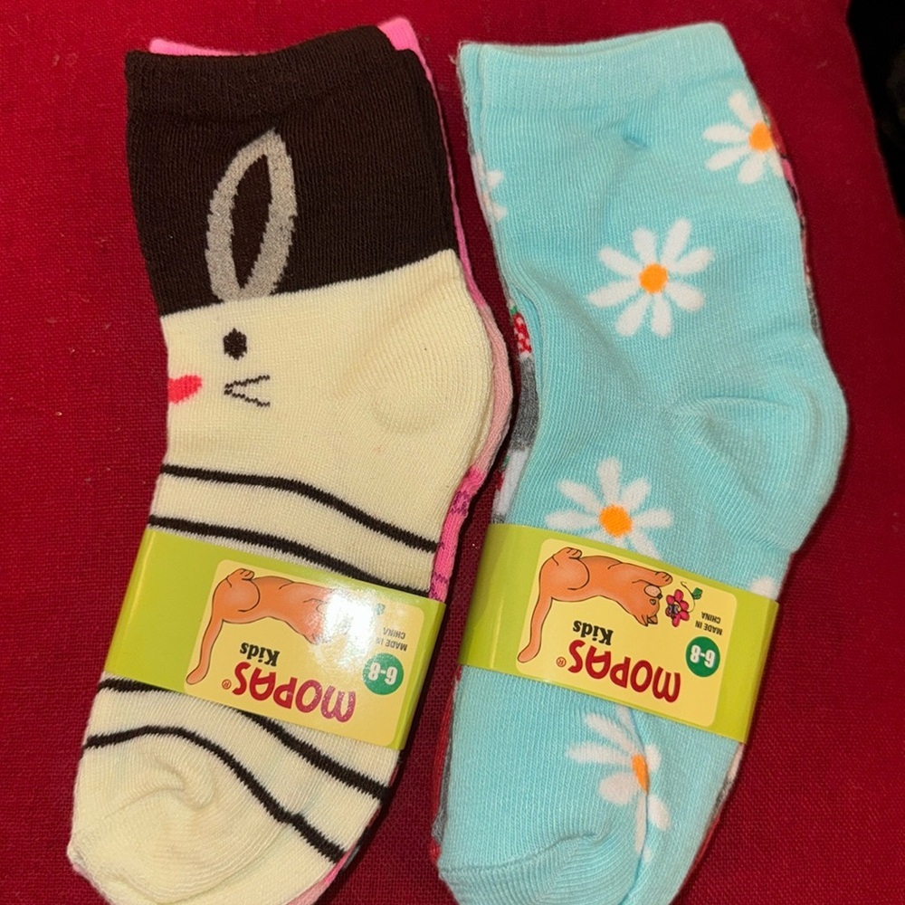6 Pair Girls Socks Size 6-8Crew Low Cut Quarter Kids Novelty Assorted Designs